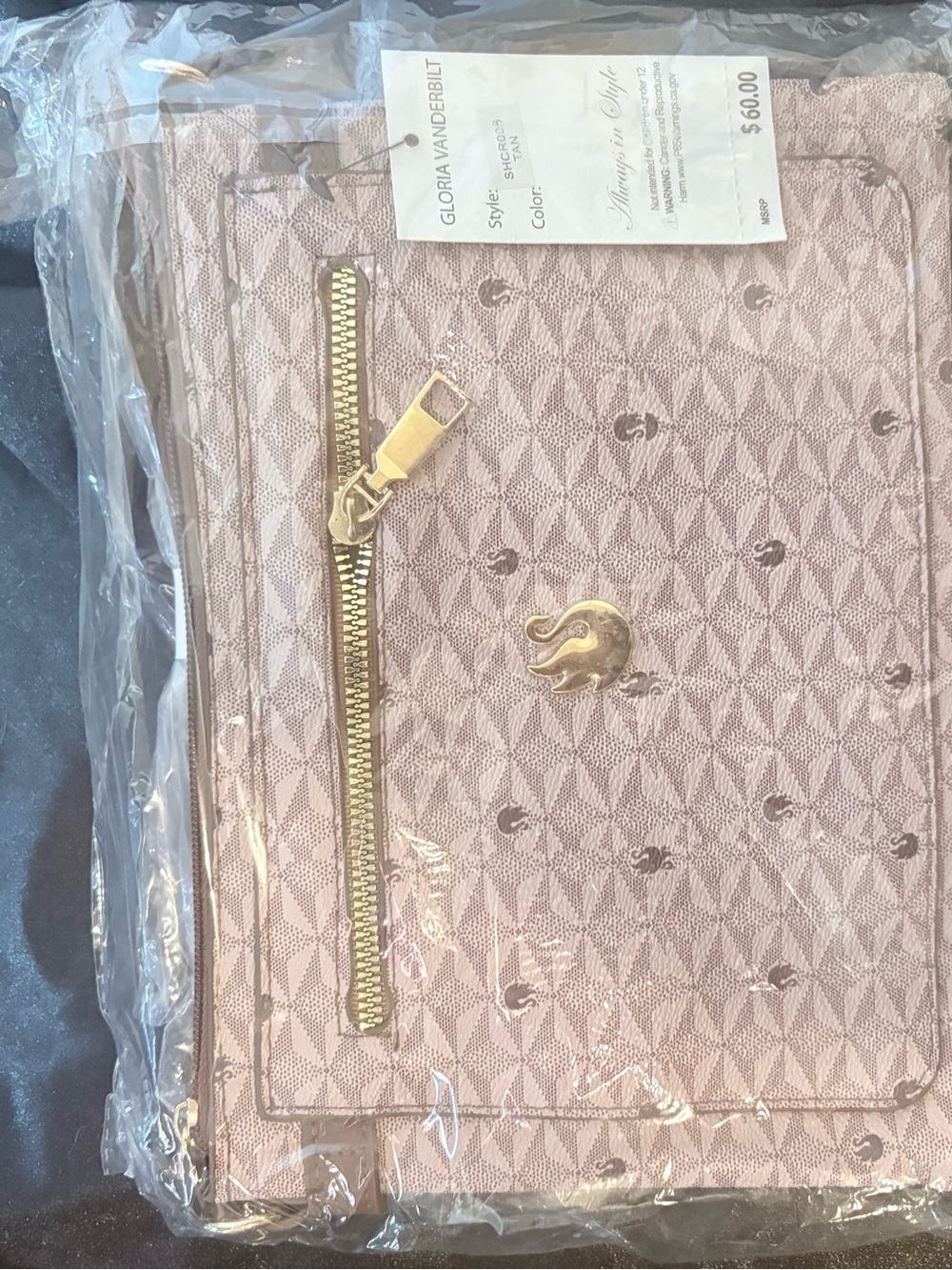 NWT Gloria Vanderbilt Blush Pink Crossbody Organizer Bag Purse MSRP $60
